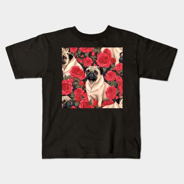 Pugs & Roses Coffee Mug Kids T-Shirt by candiscamera